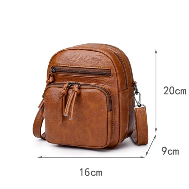 Vintage PU Leather Crossbody Bag – Small Shoulder Handbag