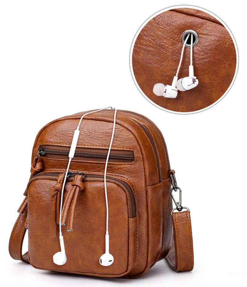 Vintage PU Leather Crossbody Bag – Small Shoulder Handbag