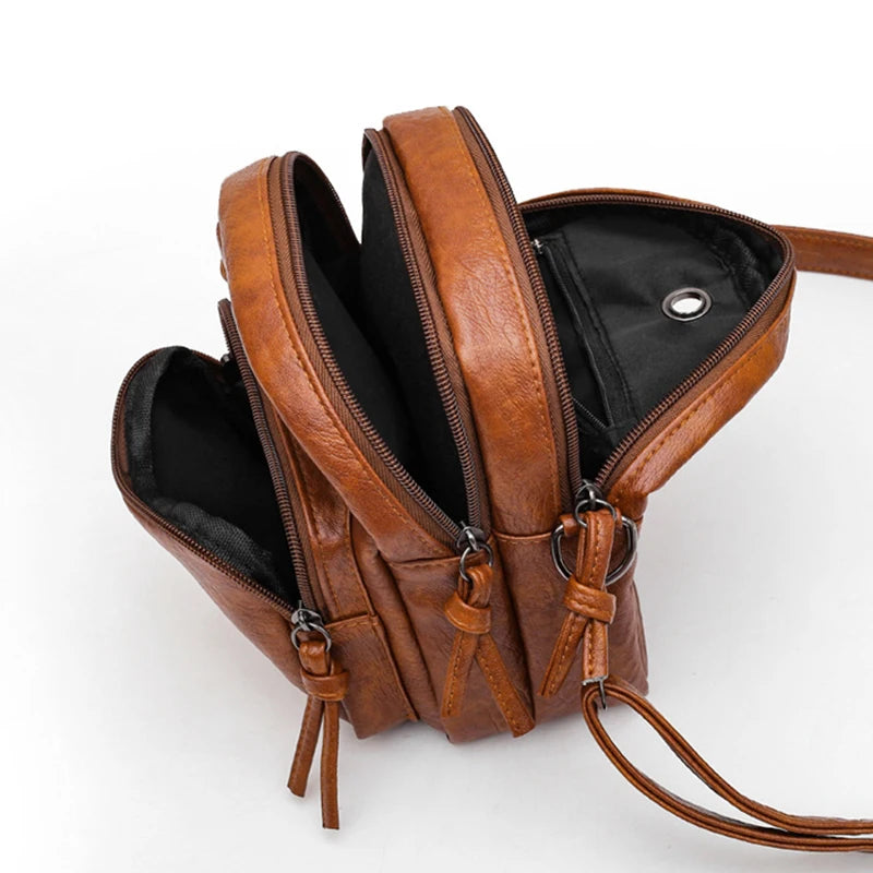 Vintage PU Leather Crossbody Bag – Small Shoulder Handbag