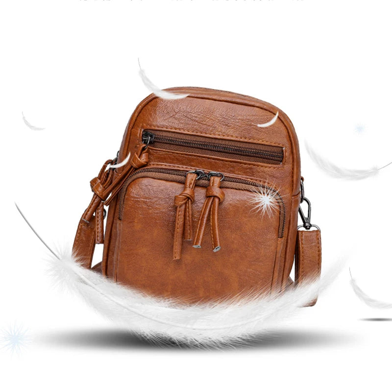 Vintage PU Leather Crossbody Bag – Small Shoulder Handbag