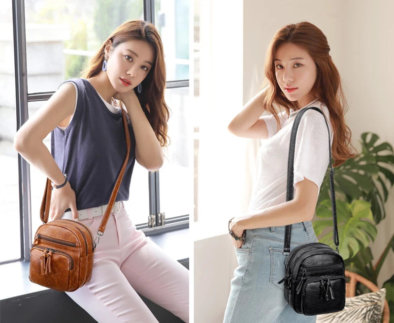 Vintage PU Leather Crossbody Bag – Small Shoulder Handbag