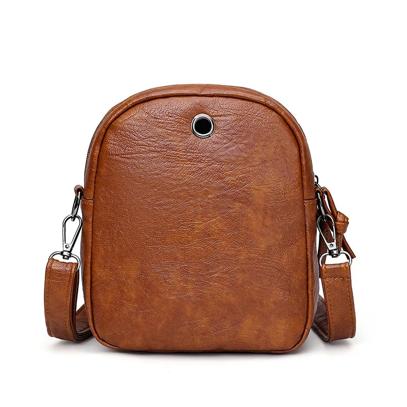 Vintage PU Leather Crossbody Bag – Small Shoulder Handbag