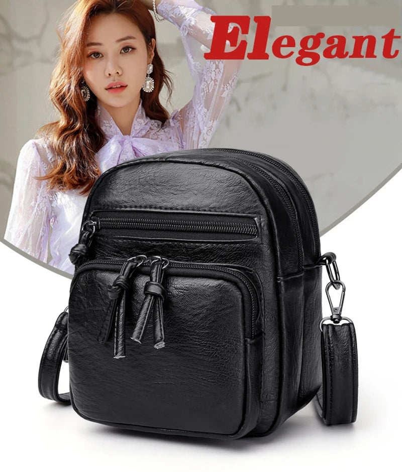 Vintage PU Leather Crossbody Bag – Small Shoulder Handbag