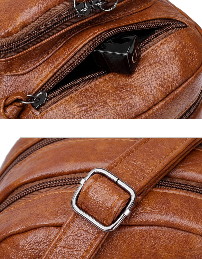 Vintage PU Leather Crossbody Bag – Small Shoulder Handbag