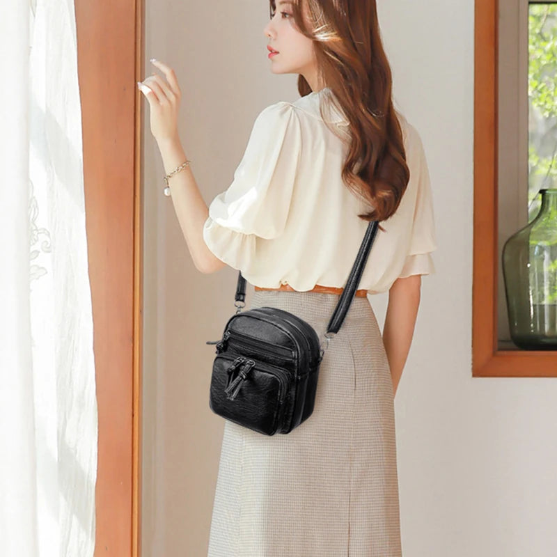 Vintage PU Leather Crossbody Bag – Small Shoulder Handbag