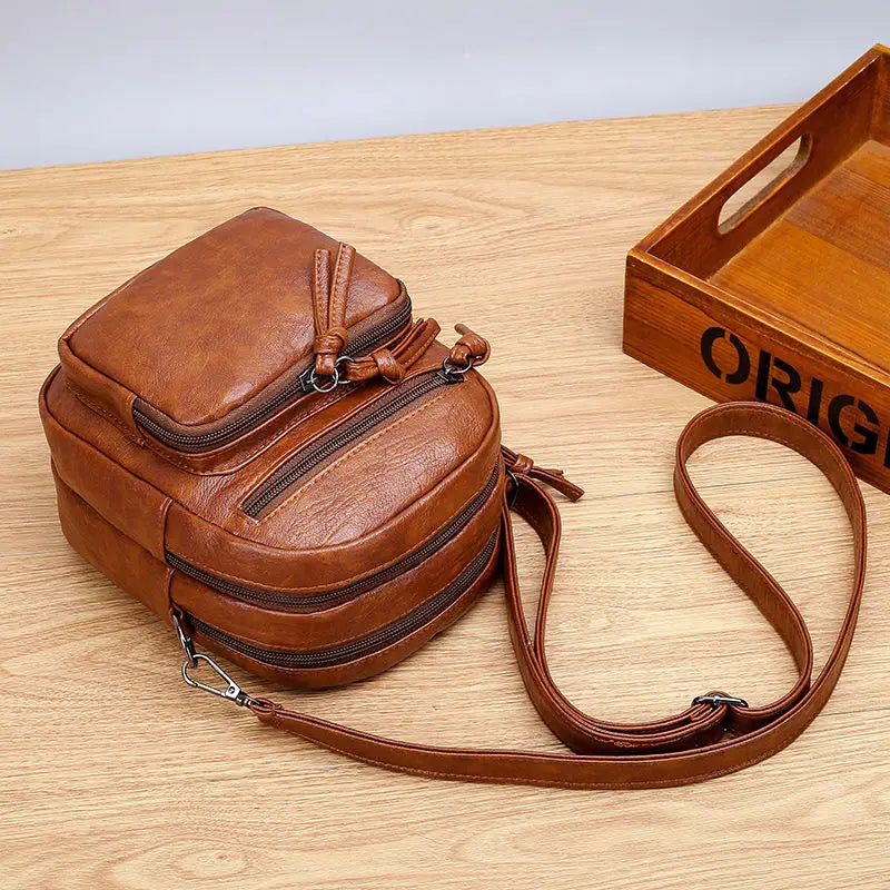 Vintage PU Leather Crossbody Bag – Small Shoulder Handbag