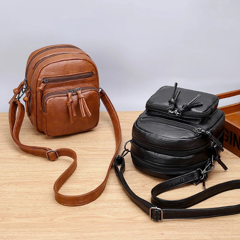 Vintage PU Leather Crossbody Bag – Small Shoulder Handbag