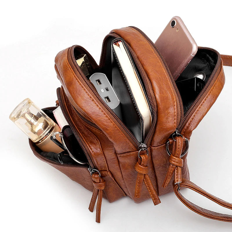 Vintage PU Leather Crossbody Bag – Small Shoulder Handbag