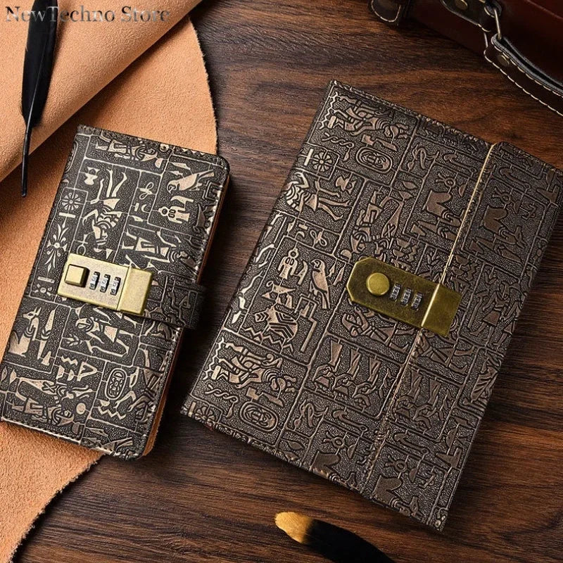 Vintage Notebook With Lock Retro Leather Diary Journal Notebook Sketchbook Stationery School Office Supplies Note Book