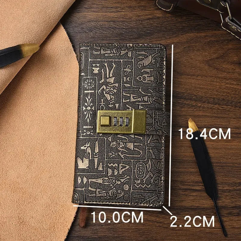 Vintage Notebook With Lock Retro Leather Diary Journal Notebook Sketchbook Stationery School Office Supplies Note Book