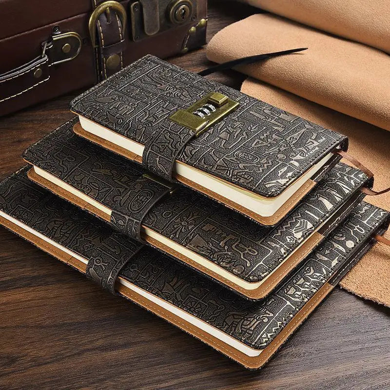 Vintage Notebook With Lock Retro Leather Diary Journal Notebook Sketchbook Stationery School Office Supplies Note Book