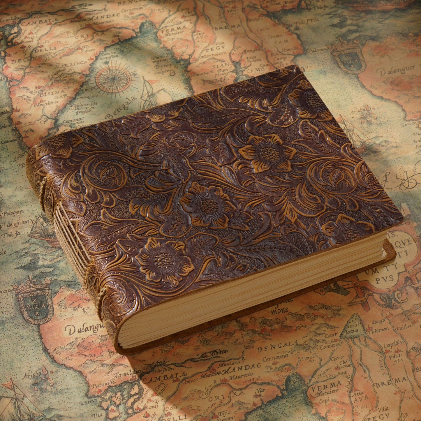 Vintage Hand-Sewn Leather-Bound Sketchbook