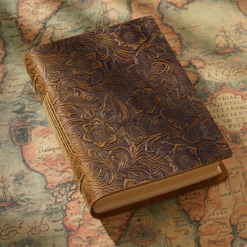 Embossed Vintage Leather-Bound Sketchbook