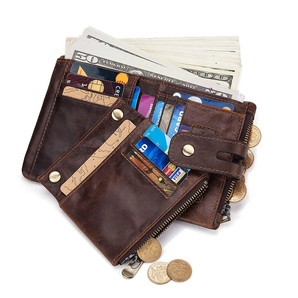 "Multi-functional Card Pocket Cow Leather Wallet: Vintage Male Elegance"