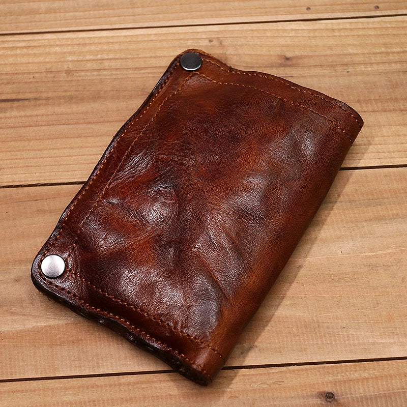 Genuine Leather Vintage Bifold Wallet with Coin Pocket