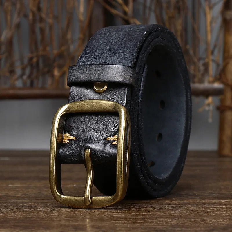 "Vintage Appeal: Thick Cowhide Belt for Men"