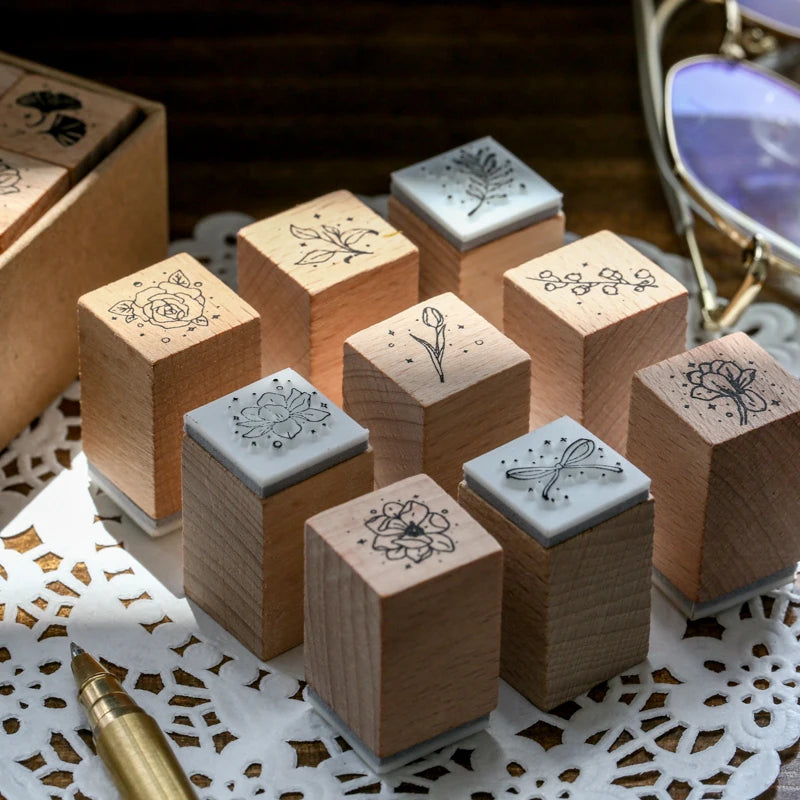 DIY 16pcs Vintage Wooden Stamp Gift Set