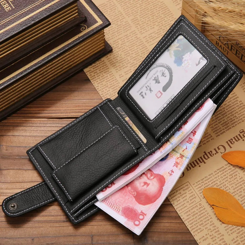 "High-Quality Cow Leather Wallet: Classic Zipper Purse Style"