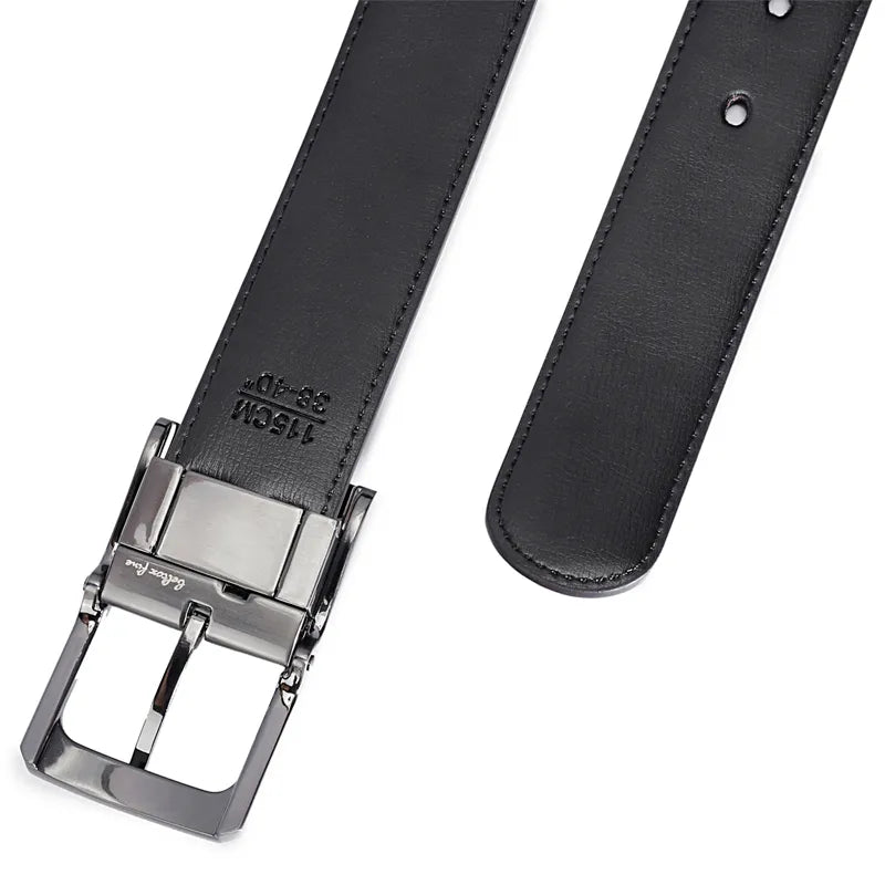 "Rotating Buckle: Men's Reversible Leather Elegance"