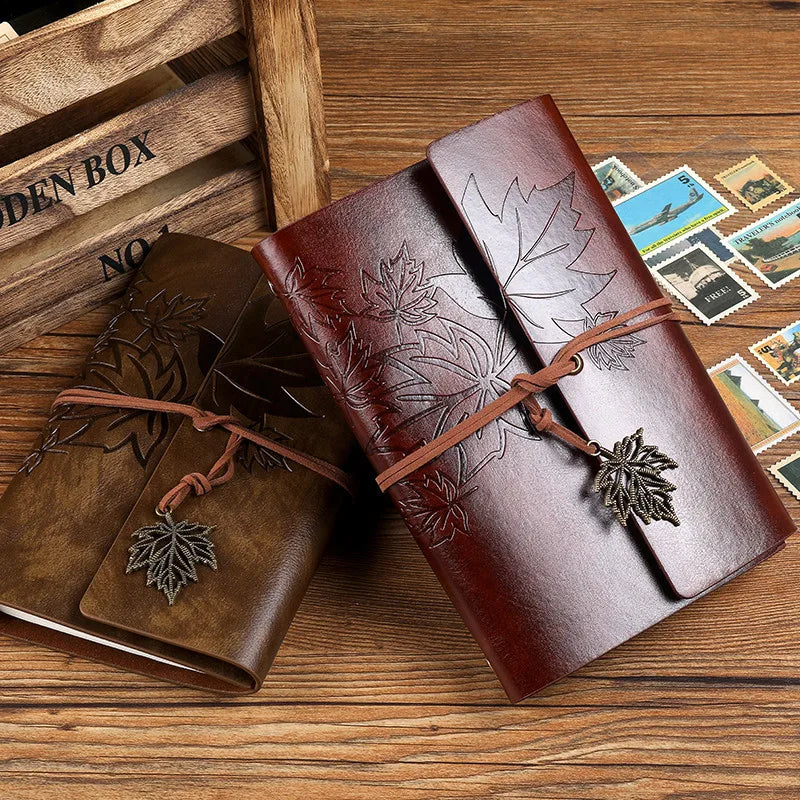 Travelers Vintage PU Leather Blank Notebook for Journaling