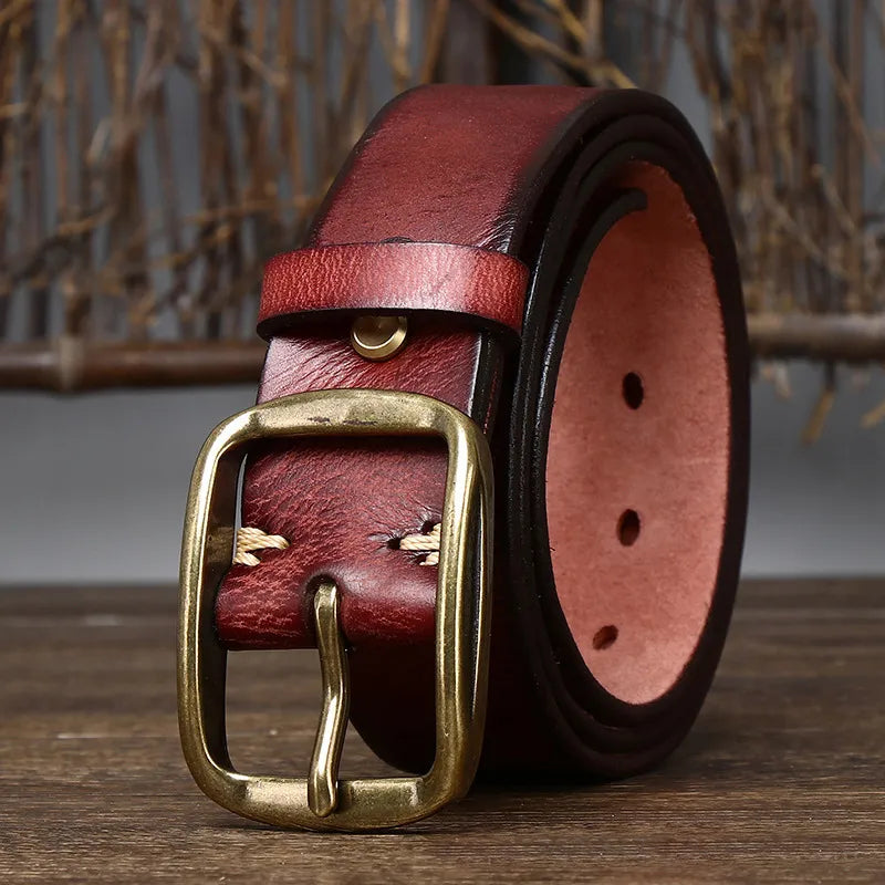 "Vintage Appeal: Thick Cowhide Belt for Men"