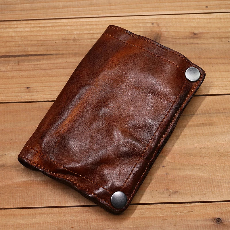 Genuine Leather Vintage Bifold Wallet with Coin Pocket