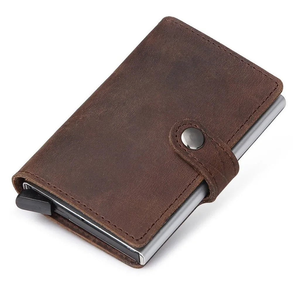 "Slim RFID Horse Leather Wallet: Men's Crazy Horse Leather Cardholder Marvel!"