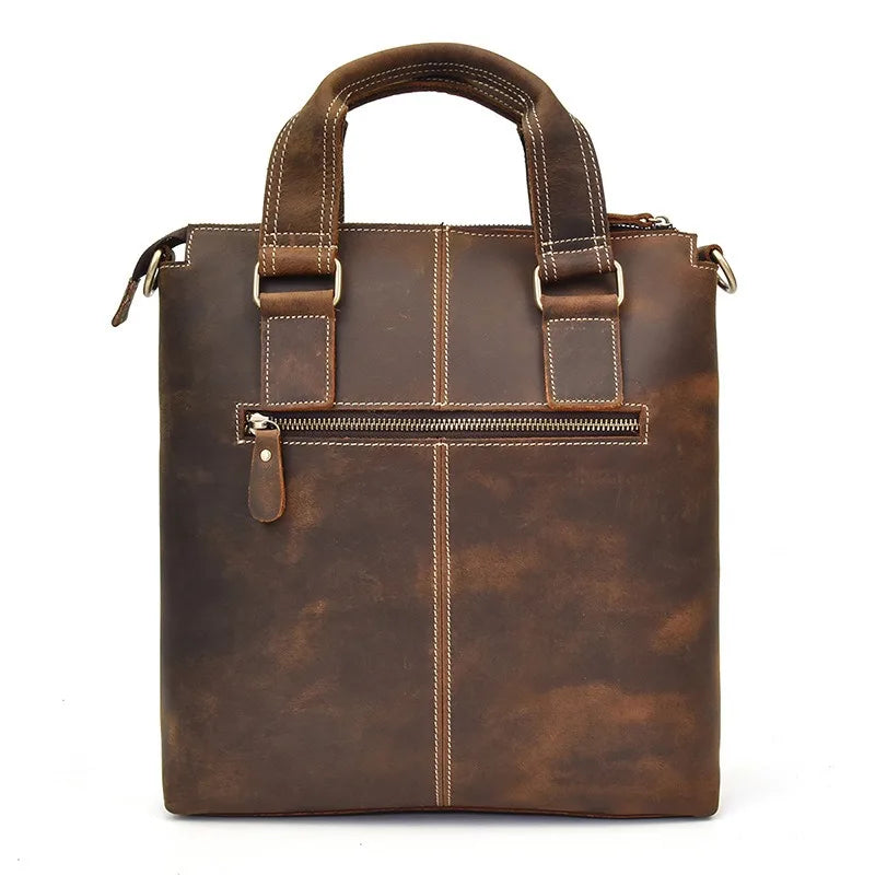 "Men's Vintage Leather Briefcase - Premium Waterproof Messenger Bag"