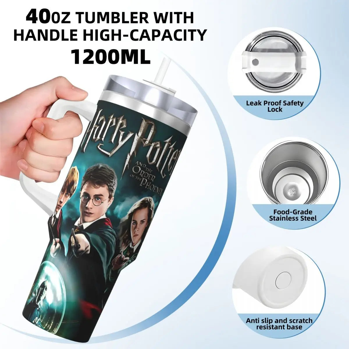 "Harry Potter Stainless Steel Tumbler with Straw & Lid"