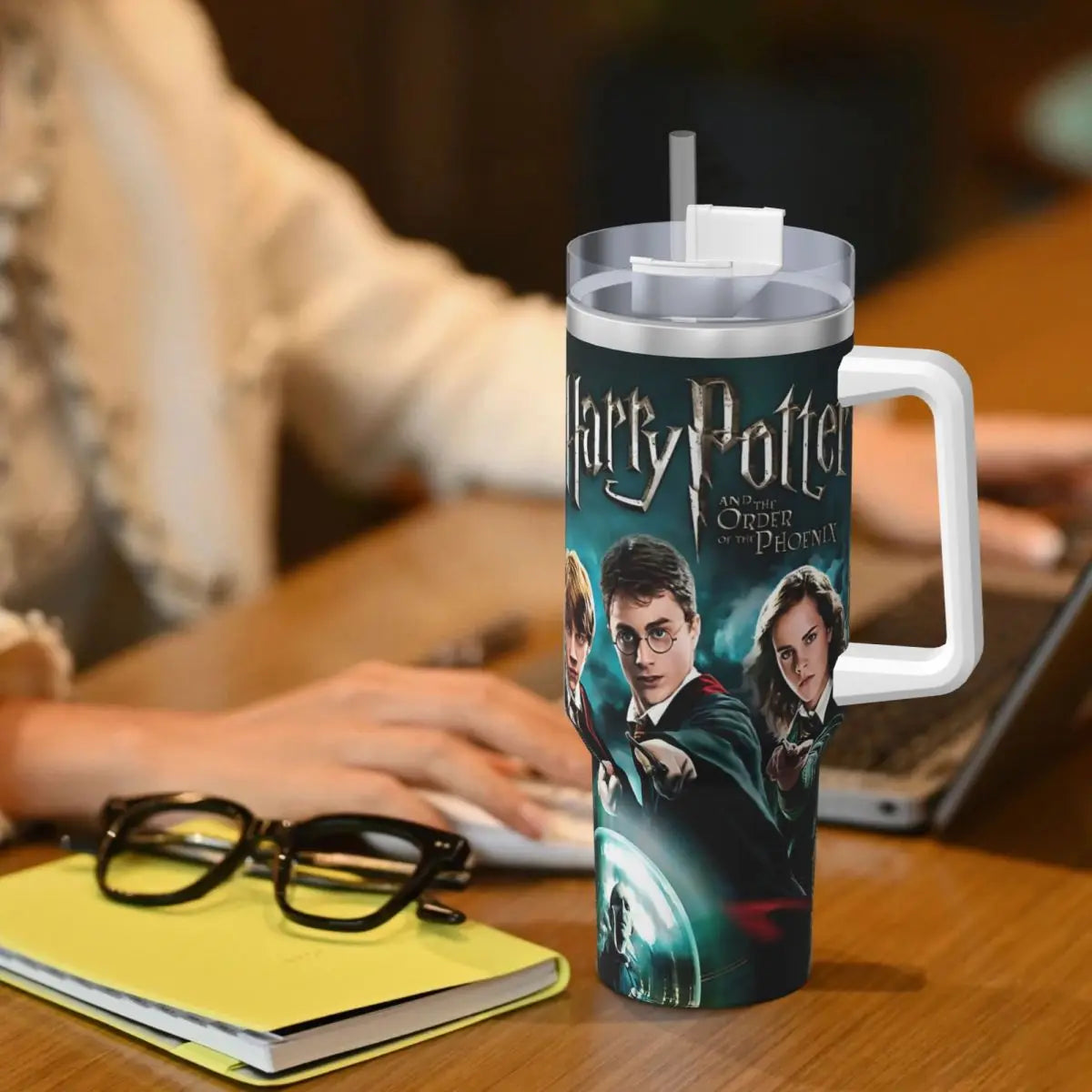 "Harry Potter Stainless Steel Tumbler with Straw & Lid"