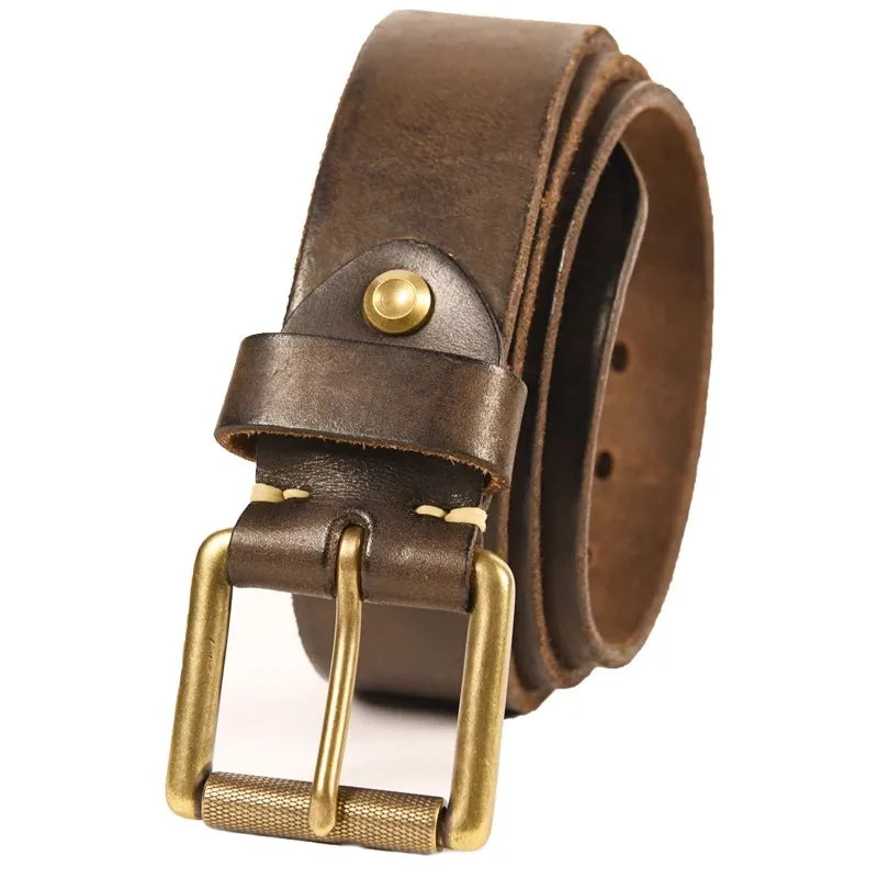 "Handmade Extra Thick Cowhide Leather Men's Belt"