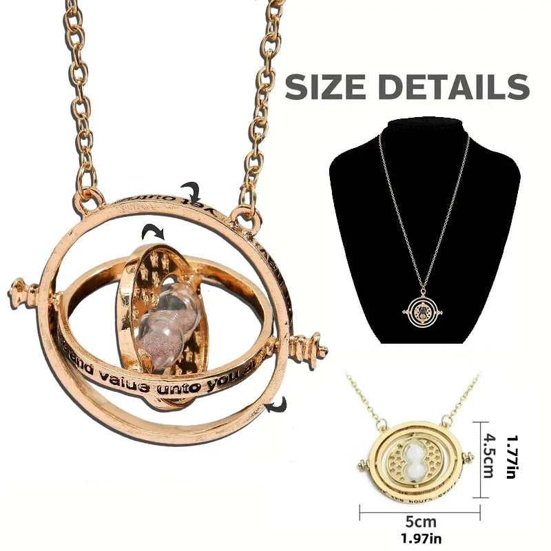 Harried Time Necklace Timer Hourglass 360 Rotatable