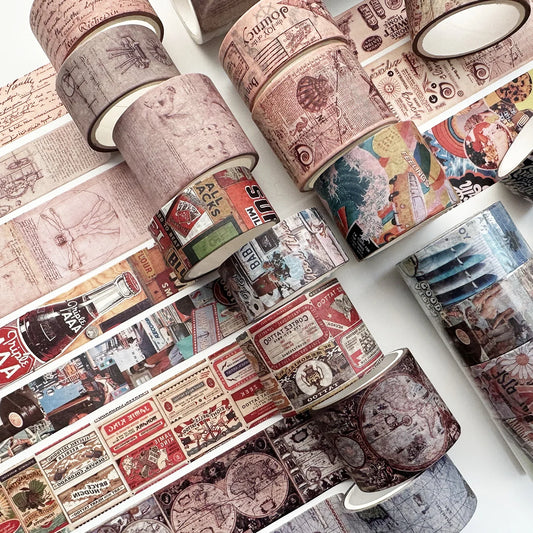 Vintage Washi Tape Set for Scrapbooking and Journaling