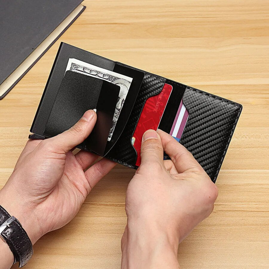 "RFID-Protected Carbon Fiber Trifold Wallet for Men"