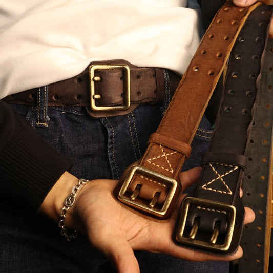 "Handmade Vintage Genuine Leather Tactical Men's Belt"