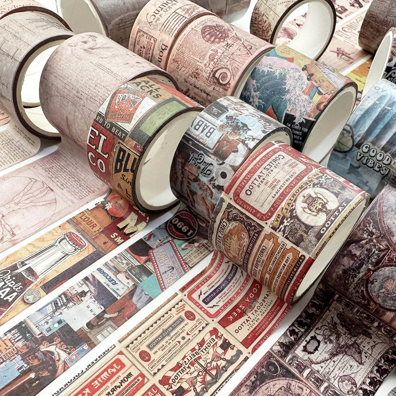Vintage Washi Tape Set for Scrapbooking and Journaling