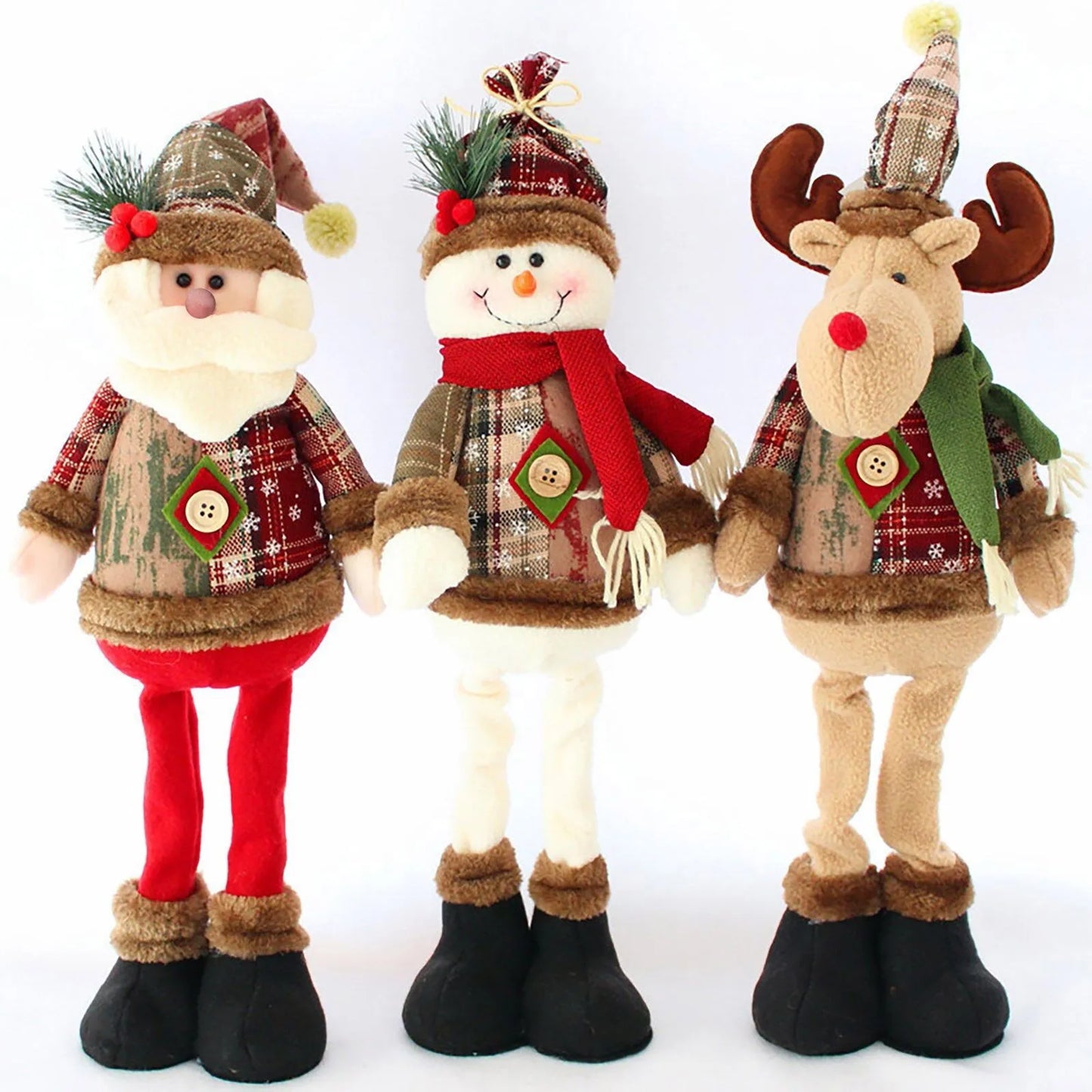 Christmas Santa Snowman Reindeer Plush Dolls - Holiday Decor or Gift