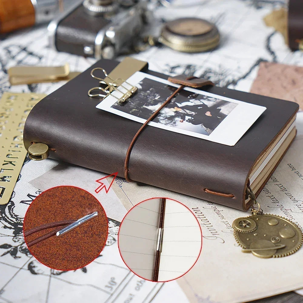 Genuine Leather Vintage Notebook Cover for Travel and Journaling