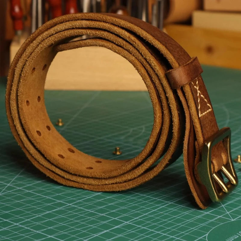 "Handmade Vintage Genuine Leather Tactical Men's Belt"