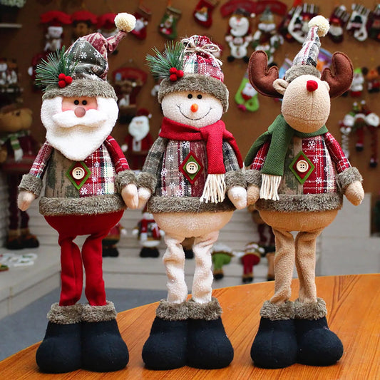 Christmas Santa Snowman Reindeer Plush Dolls - Holiday Decor or Gift