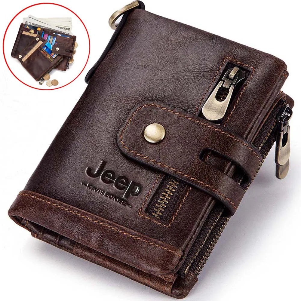 "Multi-functional Card Pocket Cow Leather Wallet: Vintage Male Elegance"